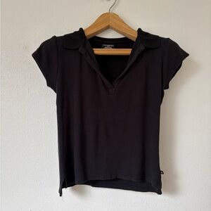 Ralph Lauren Polo | Vintage Short Sleeve V-neck Black Collar Top